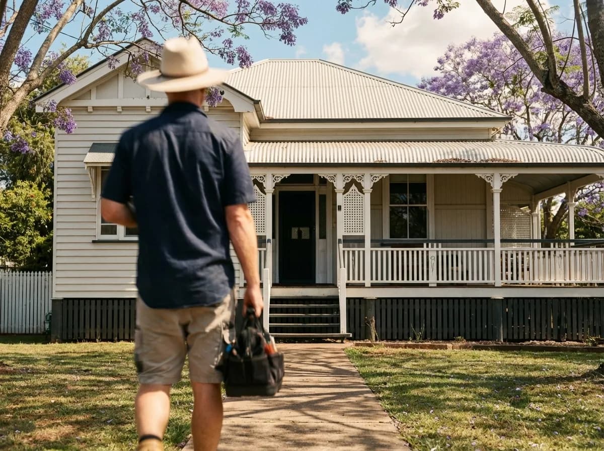 Glenn arriving at a heritage Queenslander home in Toowoomba