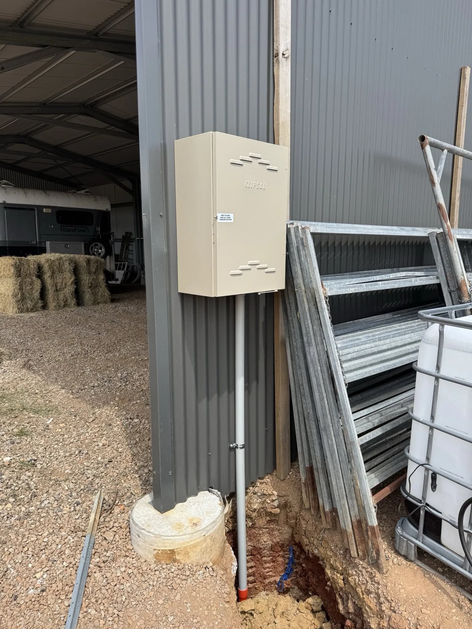 Farm shed sub-board installation